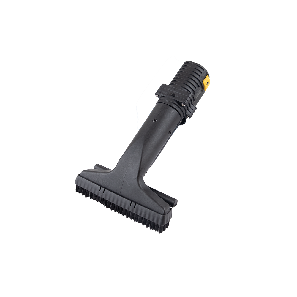 Steam/vac brush with nylon/horsehair bristles